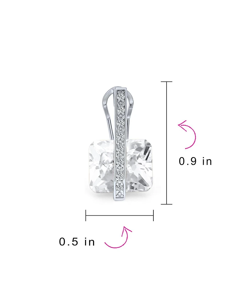 Bling Jewelry Art Deco Style Square Cubic Zirconia Rectangle Emerald Cut Cz Drop Earrings Rhodium Plated Omega Back