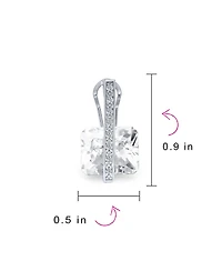 Bling Jewelry Art Deco Style Square Cubic Zirconia Rectangle Emerald Cut Cz Drop Earrings Rhodium Plated Omega Back