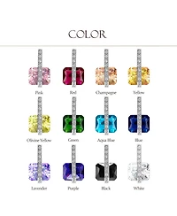 Bling Jewelry Art Deco Style Square Cubic Zirconia Rectangle Emerald Cut Cz Drop Earrings Rhodium Plated Omega Back