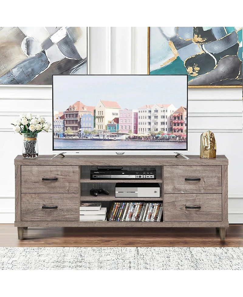 70-Inch Modern Tv Stand Mid-Century Entertainment Center with Storage for 65"/75" TVs