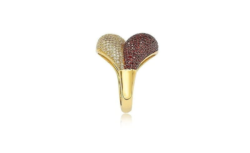 Suzy Levian Sterling Silver Cubic Zirconia Pave Double Puff Ring
