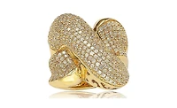 Suzy Levian Sterling Silver Cubic Zirconia Pave Puff "X" Ring