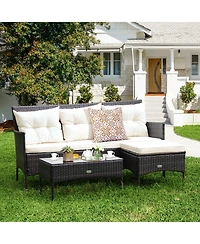 Sugift 3 Pieces Patio Furniture Conversation Sets with 5 Cozy Cushions