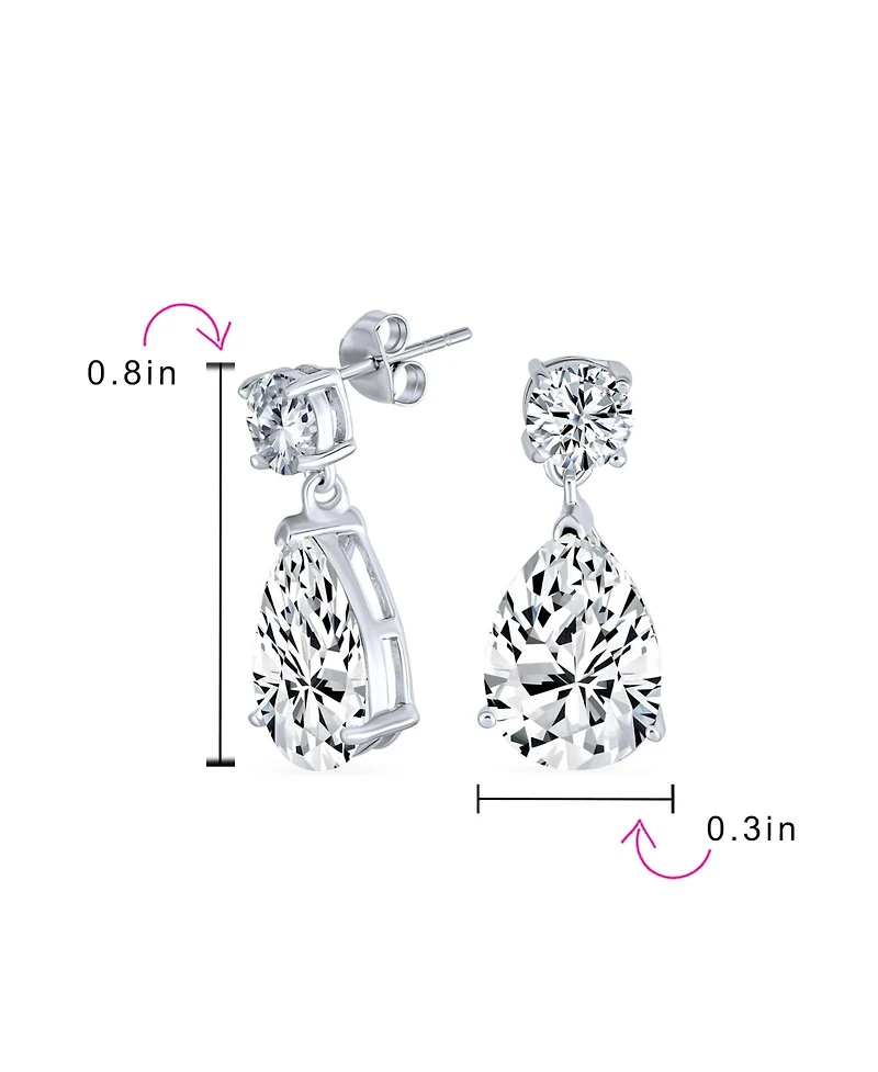 Bling Jewelry Classic Simple Cubic Zirconia Teardrop Cz Dangle Drop Earrings Gold Plated .925 Sterling Silver