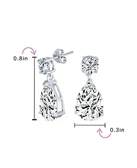 Bling Jewelry Classic Simple Cubic Zirconia Teardrop Cz Dangle Drop Earrings Gold Plated .925 Sterling Silver