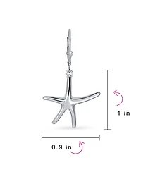 Bling Jewelry Hawaiian Seaside Escape Tropical Vacation Nautical Dangle Starfish Earrings Simple Large Lever Back Sterling Silver Jewelry