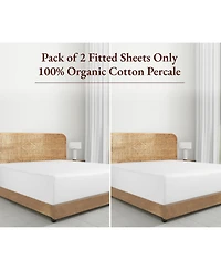 California Design Den 2-Pack 100% Organic Cotton Fitted Sheets only, Percale Gots Certified, Soft & Crisp, Lightweight, Snug-Fit