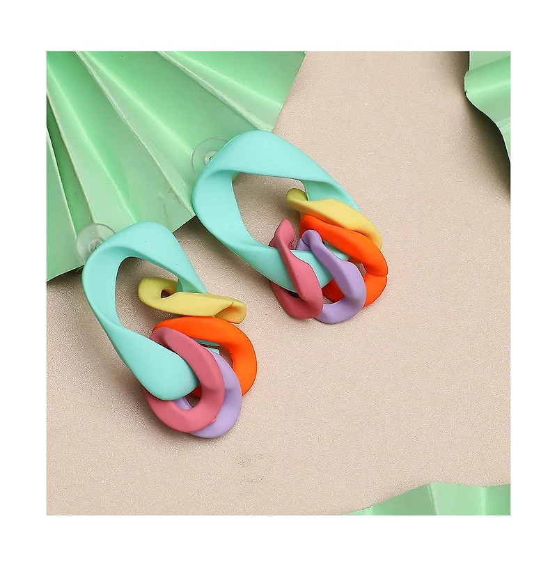 Sohi Women's Chainlink Drop Earrings