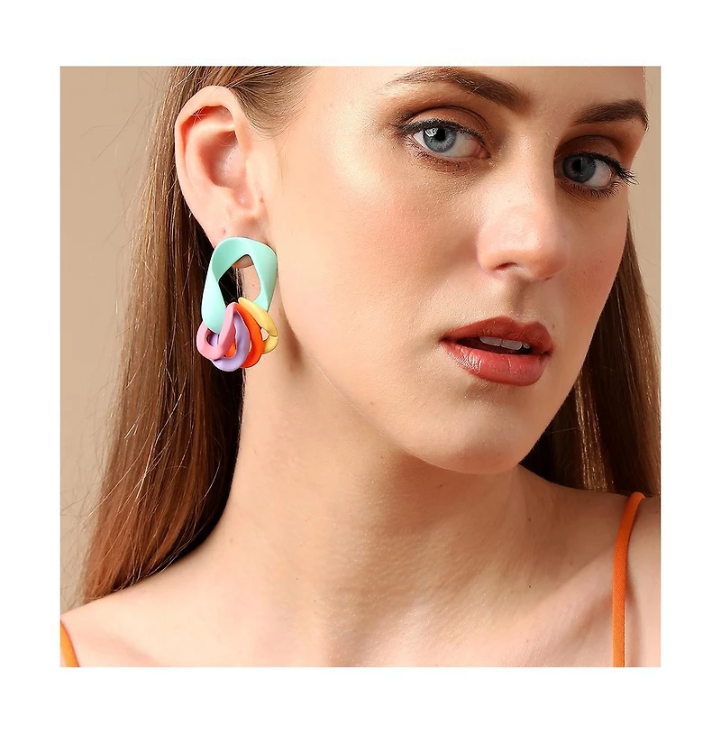 Sohi Women's Chainlink Drop Earrings