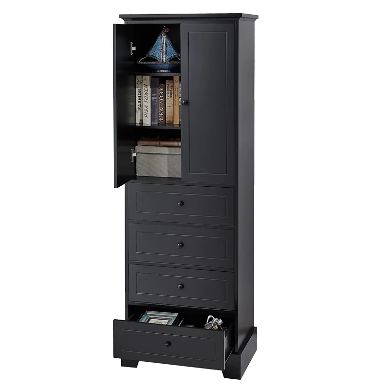 Streamdale Storage Cabinet with 2 Doors, 4 Drawers - Mdf, Painted Finish