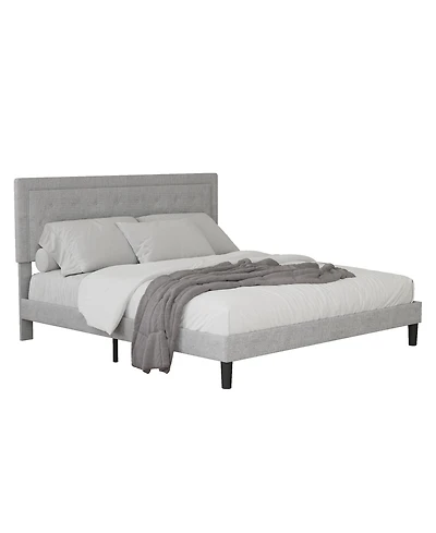 Streamdale Light Grey Bed Frame With Adjustable Border Headboard King Size