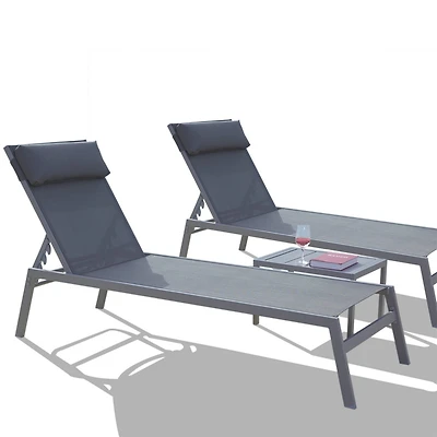 Streamdale 3-Piece Patio Lounge Set with Adjustable Backrest in Grey