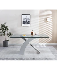 Streamdale Luxury Glass Top Dining Table - Modern Design (2 Colors)
