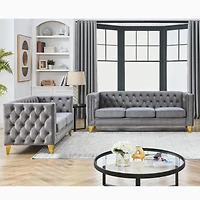 Streamdale 3 Seater + 2 Seater Combination Sofa.Grey Velv