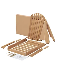 Simplie Fun Wooden Outdoor Folding Adirondack Chair Set Of 2 Wood Lounge Patio Chair For Garden, Garden