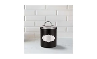 Amici Pet Cavalier Small Metal Canister Treats Jar, 40 oz., Black w/ Silver Lid