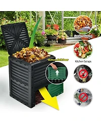 Outdoor Composter with Large Openable Lid and Bottom Exit Door For Garden Use