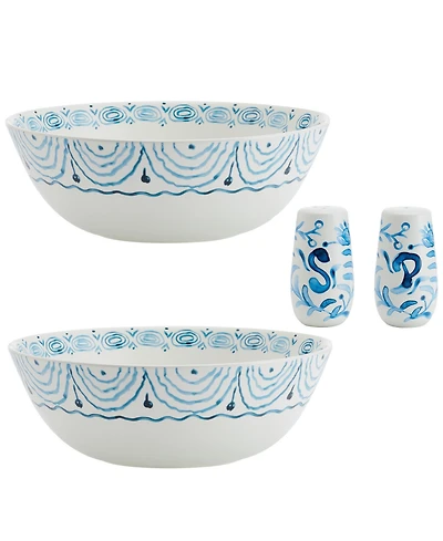 Fitz and Floyd Sicily Serve Bowls Plus Salt Pepper Set