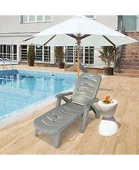 Slickblue 5 Position Adjustable Folding Lounger Chaise Chair on Wheels