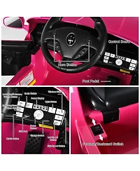 Slickblue 12V Kids Ride-On Car with Remote Control and Lights-Pink