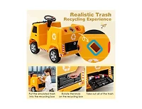 Slickblue 12V Kids Ride-on Garbage Truck with Warning Lights and 6 Recycling Accessories
