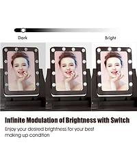 Sugift Vanity Dressing Table Set with 10 Dimmable Bulbs and Cushioned Stool