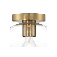 Possini Euro Design Gustin Modern Ceiling Light Semi Flush-Mount Fixture 8 3/4" Brass Clear Glass for Bedroom Kitchen Living Room