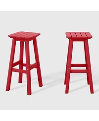 WestinTrends 29" Hdpe Outdoor Patio Square Bar Stools (Set of 2)
