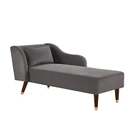 Streamdale Furniture Modern Chaise Lounge Chair Velvet Upholstery (Grey)