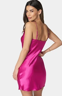 Bebe Women's Satin Bias Mini With Metal Chain Strap