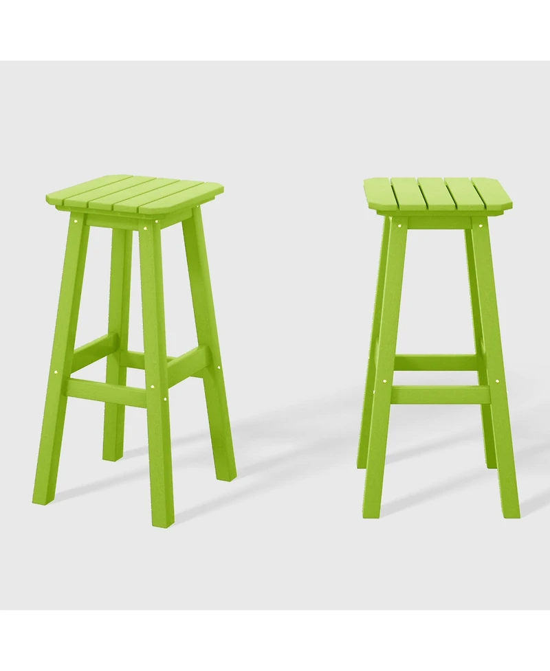 WestinTrends 29" Hdpe Outdoor Patio Square Bar Stools (Set of 2)