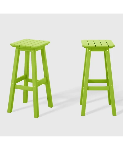 WestinTrends 29" Hdpe Outdoor Patio Square Bar Stools (Set of 2)