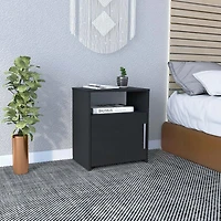 Simplie Fun Omaha Nightstand, Single Door Cabinet, Metal Handle, One Shelf, Superior Top