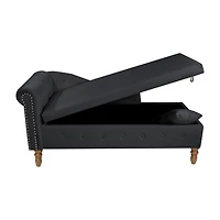 Streamdale Modern Velvet Chaise Lounge with Storage & Pillow