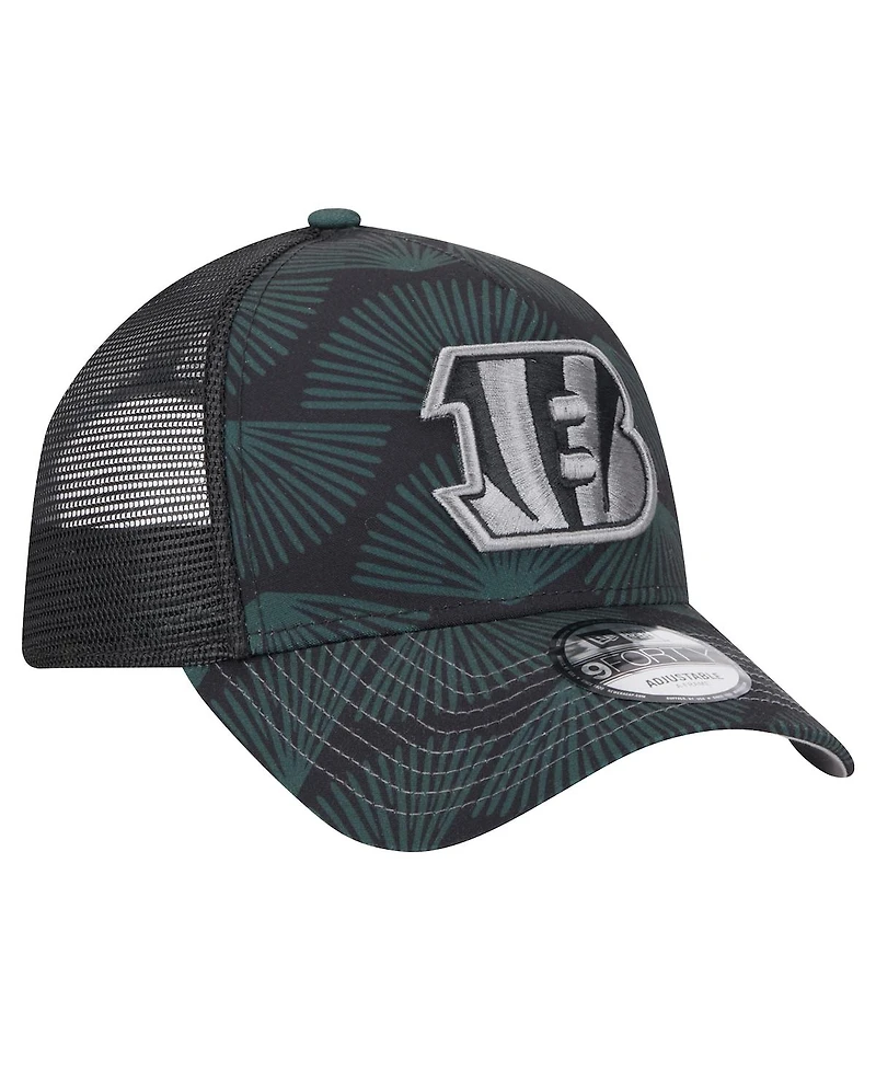 New Era Men's Black Cincinnati Bengals Agave Trucker 9FORTY Adjustable Hat