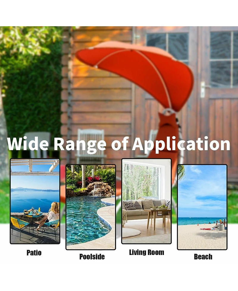Slickblue Patio Hanging Swing Hammock Chaise Lounger Chair with Canopy-Orange
