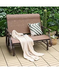 Costway 2-Person Patio Swing Glider Bench Loveseat Rocking Chair High Back Deck