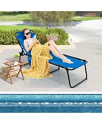 Costway Patio Folding Chaise Lounge Chair Portable Sun Lounger with Adjustable Backrest