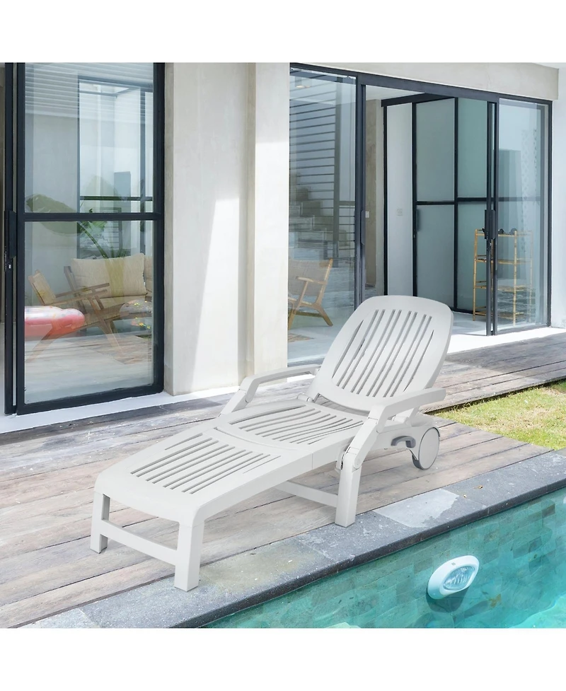 Slickblue Adjustable Patio Sun Lounger with Weather Resistant Wheels