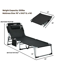 Slickblue 4-Fold Oversize Padded Folding Lounge Chair with Removable Soft Mattress