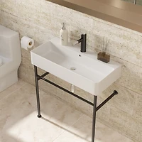 Streamdale 32" White Ceramic Sink with Black Legs