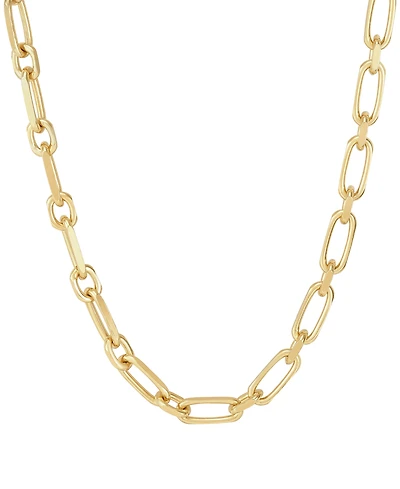 Italian Silver Square Rolo Link 22" Chain Necklace in 18K Gold-Plated Sterling Silver
