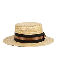 Angela & William Wheat Straw Skimmer Boater Hat