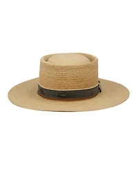 Angela & William Wide Flat Brim Straw Pork Pie Hat