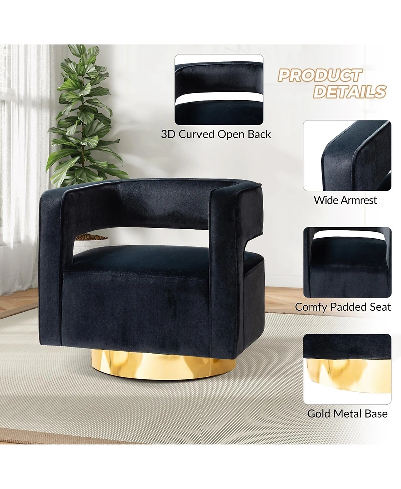 Carisa Contemporary Swivel Barrel Chair with Metal Base