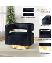 Carisa Contemporary Swivel Barrel Chair with Metal Base