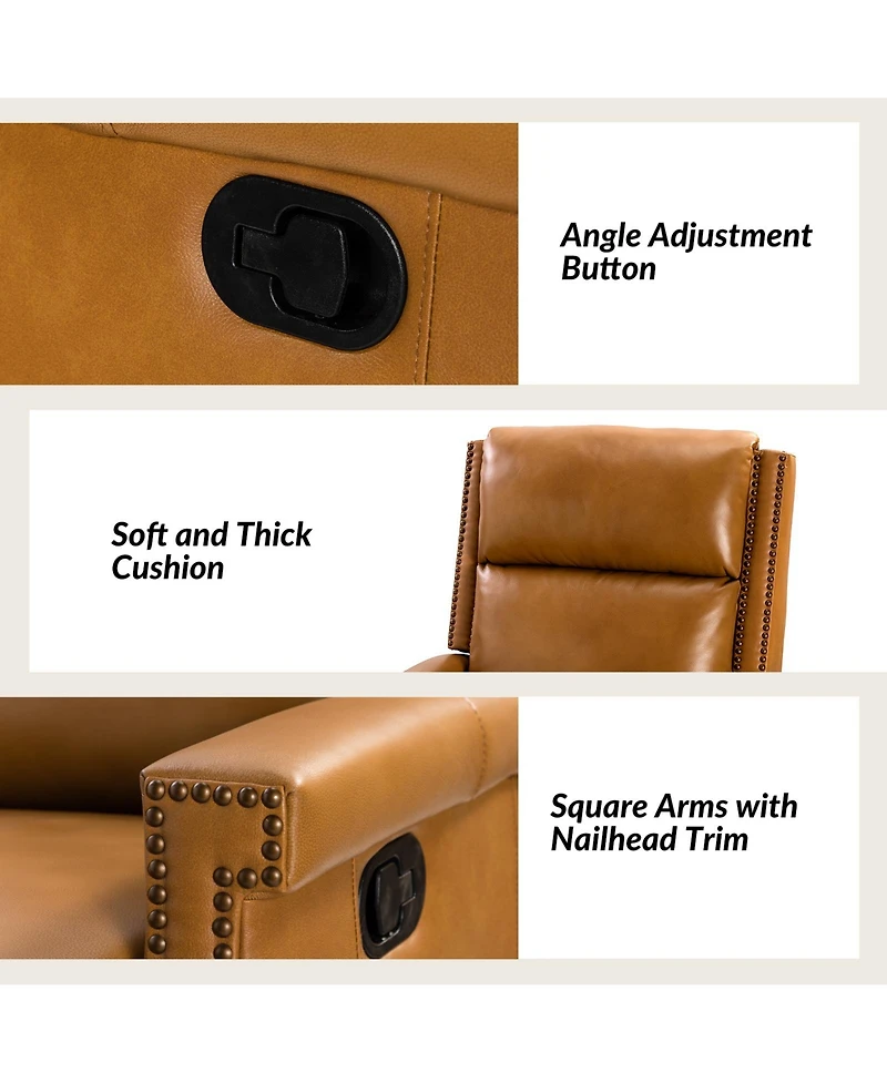 Anselm Transitional Recliner with Nailhead Trim