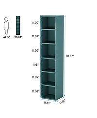 Tribesigns 70.9 Inch Tall Narrow Bookcase Set of 2, Rustic Corner Bookcase with Storage