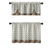 Kate Aurora Modern Geo 3 Pc Kitchen Curtain Tier & Valance Set