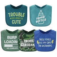 The Peanutshell Oh Boy! Terry Baby Bib 10 Pack Set, Feeding, Teething, Drooling